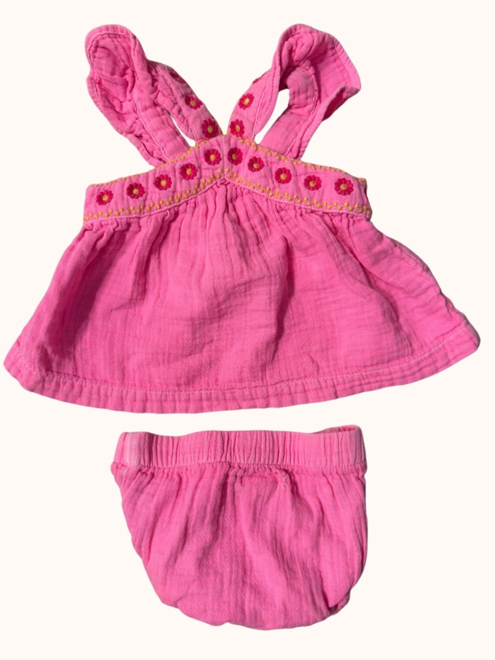 Cat & Jack Pink Floral Trim Two-Piece Tank and Diaper Cover Set